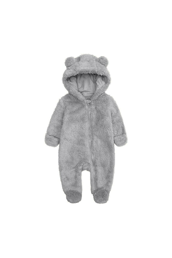 Winter Baby Clothes Warm Fleece Thick Onesie Ear Hooded Jumpsuits Newborn Boys Girls Romper Kids Coats Jackets