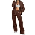 thumbnail image 1 of ZyeKqe Women 2 Piece Outfits Oversized Zip up Sweatshirt Jacket Sweatpant Matching Sweat Sets Fall Sweatsuit, 1 of 9