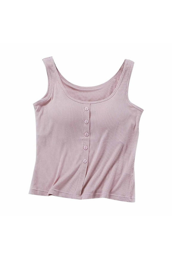 Women Built in Bras Cami Tank Tops Spaghetti Camisolepadded Bra Basic Undershirts Loungewear