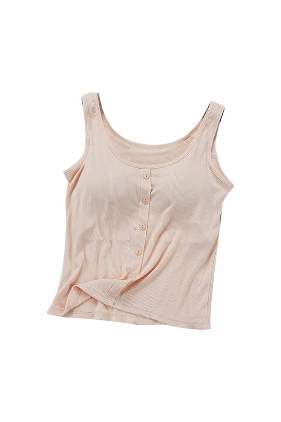 Women Built in Bras Cami Tank Tops Spaghetti Camisolepadded Bra Basic Undershirts Loungewear