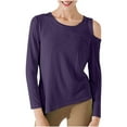 thumbnail image 1 of ZyeKqe Women Cold Shoulder Workout Tops Long Sleeve Running Shirts Quick Dry Athletic Yoga Top Loose Fitted, 1 of 4