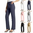 thumbnail image 1 of ZyeKqe Women Dress Pants Elastic Waist Stretch Work Slacks Business Straight Leg Pull on Slim Office Casual Pants, 1 of 9