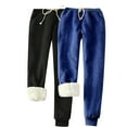 thumbnail image 1 of ZyeKqe Women Sherpa Lined Sweatpants Drawstring Elastic Waisted Fleece Joggers Thicken Winter Warm Athletic Active Lounge Pants, 1 of 8