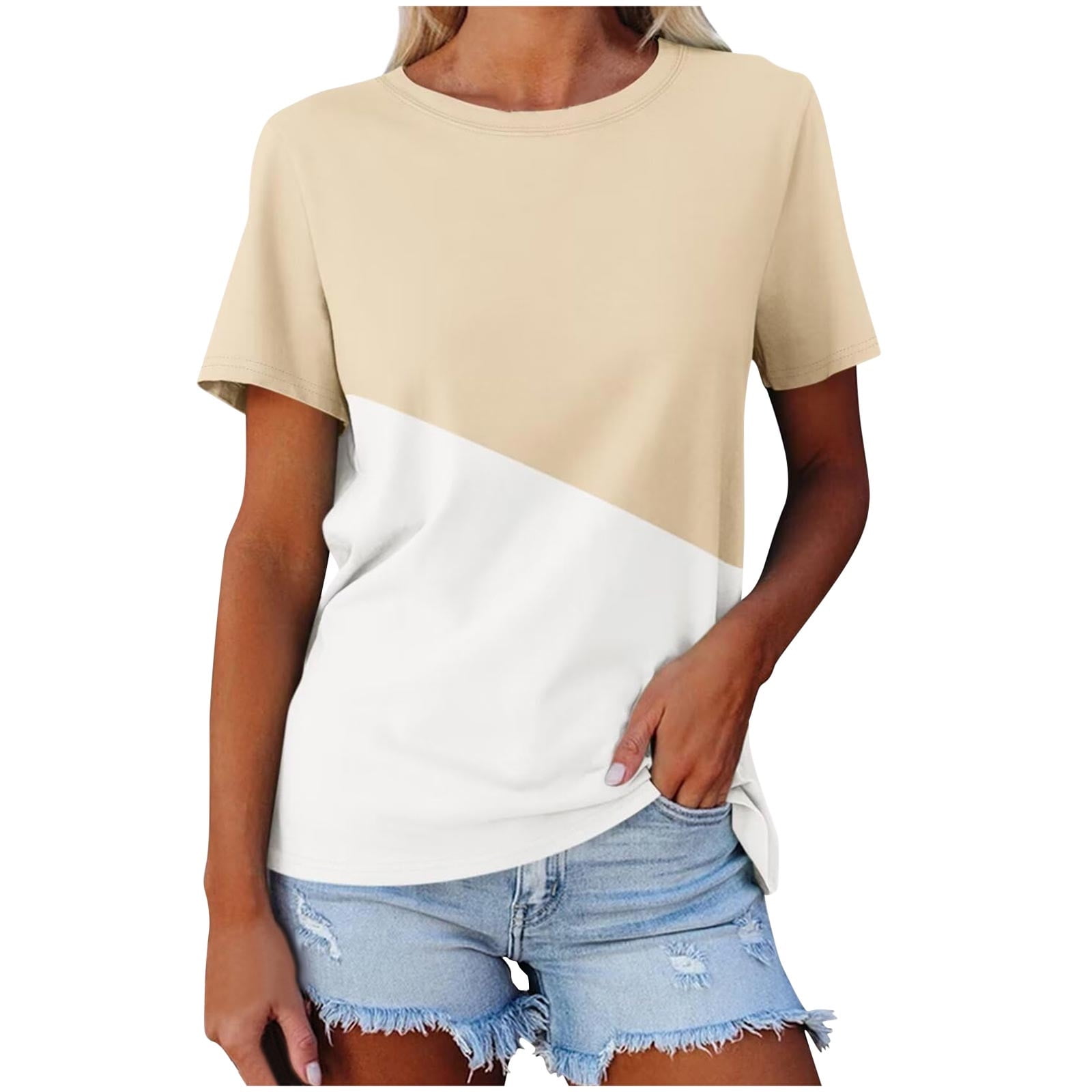 Fantaslook Trendy Short Sleeve T Shirts for Women, Crew Neck