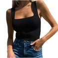 thumbnail image 1 of ZyeKqe Women Square Neck Tank Tops Sleeveless Going out Tops Stretchy Tight Shirts Slim Basic Tees, 1 of 7