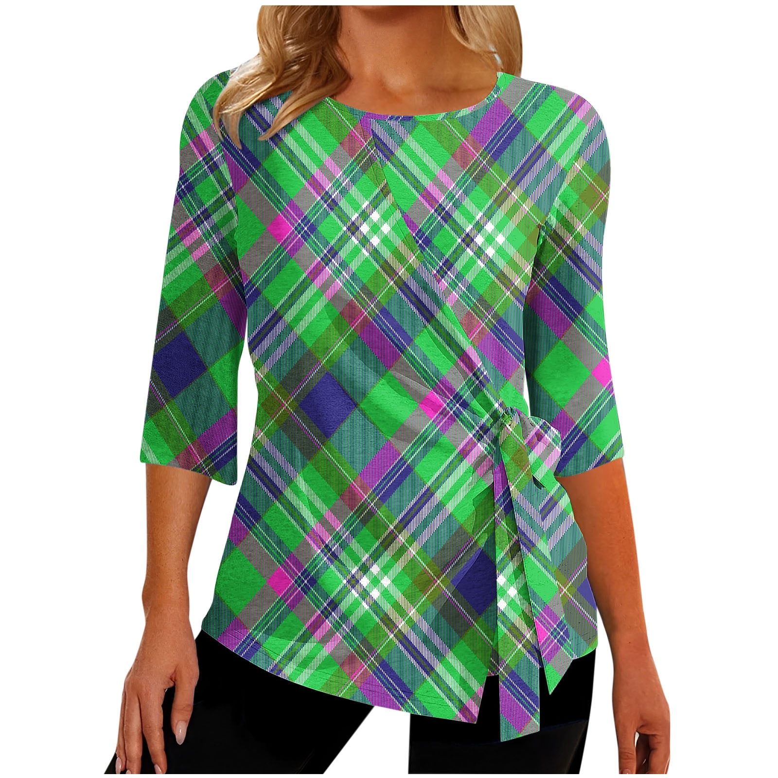 Women Casual Plaid Blouse Tops Irregular Loose Plus Size Sexy Woman V-neck  Shirt – the best products in the Joom Geek online store