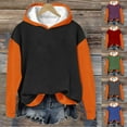 thumbnail image 1 of ZyeKqe Womens Hoodies Color Block Loose Long Sleeve Pullover Tops Fleece Lined Patchwork Dressy Sweatshirts, 1 of 4