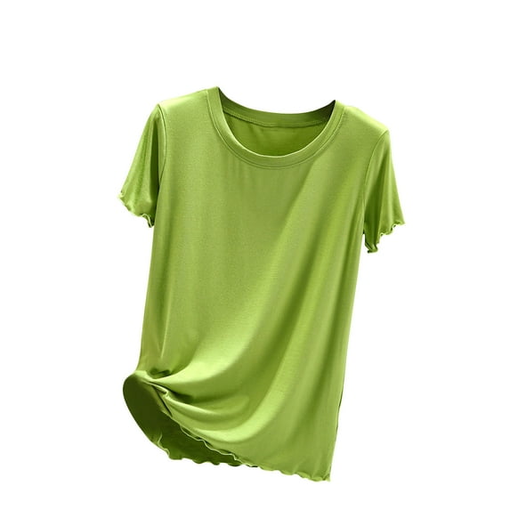 ZyeKqe Women's Pajamas Tops Short Sleeve Top Crewneck Sleep T Shirts Casual Comfy Sleepwear Homewear