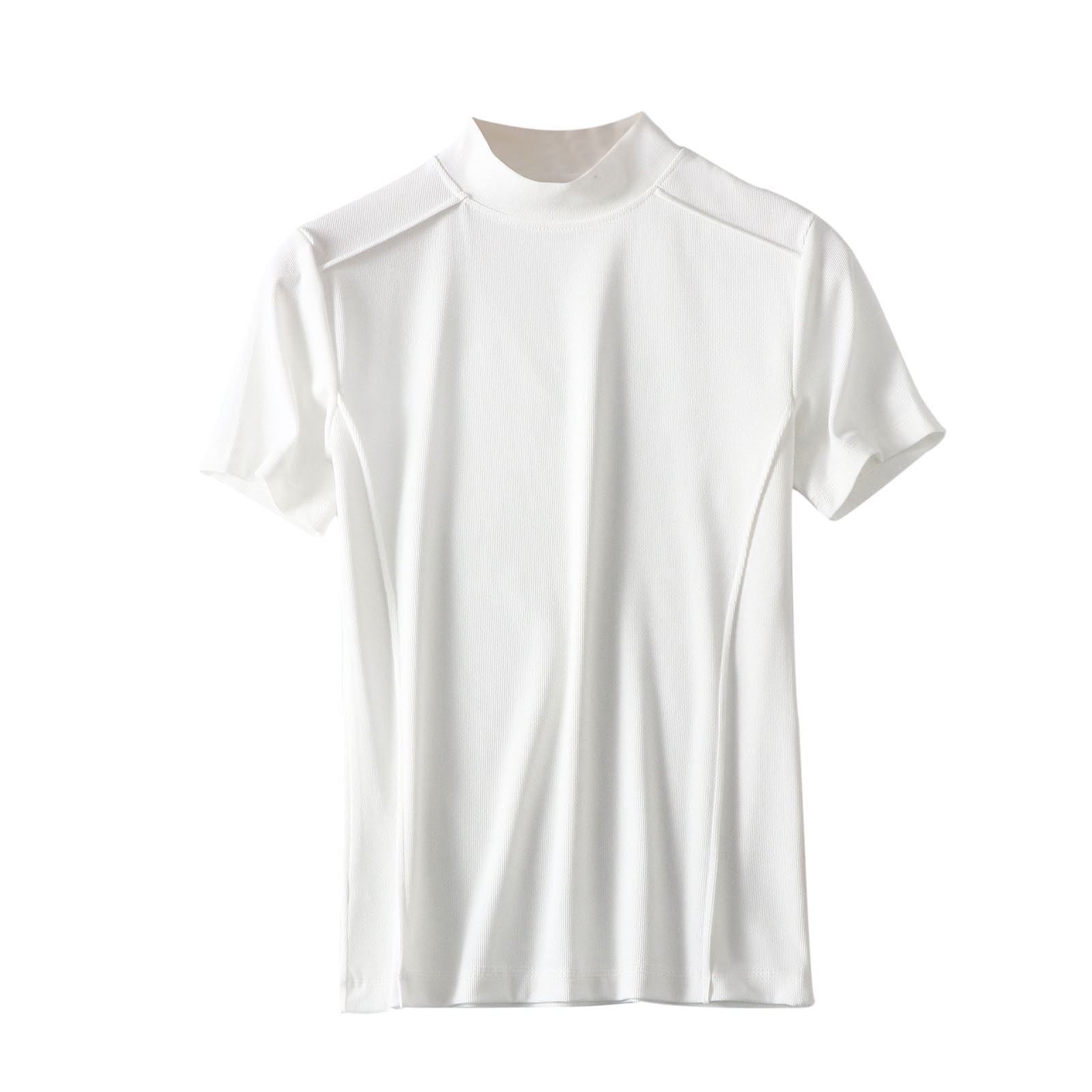 ZyeKqe Women's Plus Size Pajamas Top Short Sleeve Base Layer High Neck