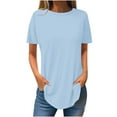 thumbnail image 1 of ZyeKqe Women's Short Sleeve Tunic Tops Round Neck Shirt Casual Summer Basic T Shirts Tees Blouse, 1 of 3