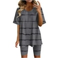 thumbnail image 1 of ZyeKqe Women's Summer 2 Piece Outfits Lounge Sets Short Sleeve V Neck Loose T Shirts Biker Shorts Tracksuit Set, 1 of 6