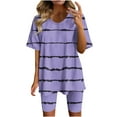 thumbnail image 1 of ZyeKqe Women's Summer 2 Piece Outfits Lounge Sets Short Sleeve V Neck Loose T Shirts Biker Shorts Tracksuit Set, 1 of 6