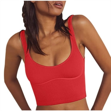ZyeKqe Women's Tank Tops Sleeveless Crop Tops Square Neck Ribbed Knit Workout Casual Basic Shirts