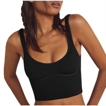 ZyeKqe Women's Tank Tops Sleeveless Crop Tops Square Neck Ribbed Knit Workout Casual Basic Shirts
