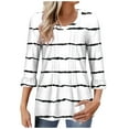 thumbnail image 1 of ZyeKqe Women's Tops 3/4 Sleeve Top Pleated V-Neck Shirts Loose Fitting Dress Casual Blouses Striped Tunic Tops, 1 of 4