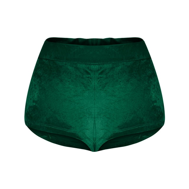 ZyeKqe Women's Velour Shorts Mid Rise Yoga Running Short Butt Lifting Booty Shorts Retro Mini Pants Dance Bottoms
