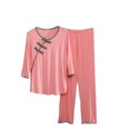 thumbnail image 1 of ZyeKqe Womens 2 Piece Lounge Sets V Neck 3/4 Sleeve Loungewear Tops High Waisted pants Pajamas Outfits, 1 of 7
