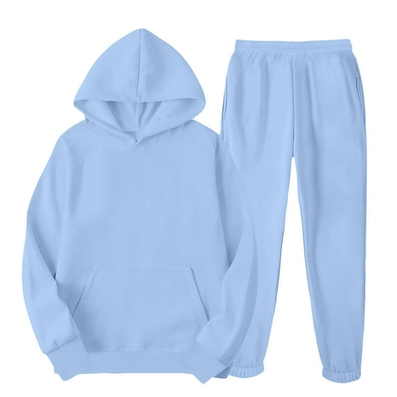 ZyeKqe Womens 2 Piece Outfits Sweatsuits Sets Fall Winter Fleece Lined Hoodies Sweatshirts Sweatpants with Pockets Tracksuits