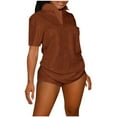 thumbnail image 1 of ZyeKqe Womens 2 Pieces Lounge Outfits Short Sleeve Collared T-Shirts Shorts Party Clubwear Tready Set, 1 of 7