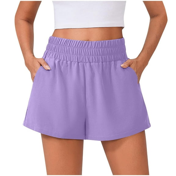 ZyeKqe Womens Athletic Shorts High Waisted Active Short Light Weight Quick Dry Lounge Shorts with Pockets