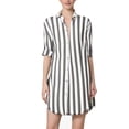 thumbnail image 1 of ZyeKqe Womens Blouses Striped Button down Half Sleeve Long Shirts Plus Size Soft Dress Tops S-5XL, 1 of 5