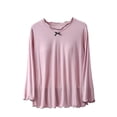 thumbnail image 1 of ZyeKqe Womens Bulit-in-Bra Pajama Tops Casual Summer Long Sleeve Undershirt Soft V Neck Sleepwear Shirts, 1 of 3