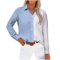 thumbnail image 1 of ZyeKqe Womens Button down Shirts Business Dressy Casual Tops Long Sleeve Shirts Colorblock Work Office Blouses, 1 of 4