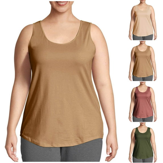 ZyeKqe Plus Size Tank Tops for Women Summer Sleeveless Workout Casual Loose Soft Cami Shirts