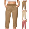 thumbnail image 1 of ZyeKqe Womens Capri Pants with 5 Pockets Quick Dry Lightweight Cargo Hiking Capris Outdoor Casual Travel Cropped Pants, 1 of 9