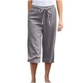 thumbnail image 1 of ZyeKqe Womens Capri Pants Wide Leg Drawstring Loose Comfy Lounge Pajama Capris Sweatpants with Pockets, 1 of 6