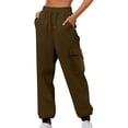 thumbnail image 1 of ZyeKqe Womens Cargo Joggers Casual High Waist Drawstring Baggy Cinch Bottom Outdoor Hiking Sweatpants with Pockets, 1 of 5