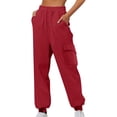 thumbnail image 1 of ZyeKqe Womens Cargo Joggers Casual High Waist Drawstring Baggy Cinch Bottom Outdoor Hiking Sweatpants with Pockets, 1 of 5