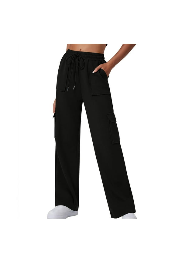 Womens Cargo Sweatpants Casual Baggy Fleece High Waisted Joggers Pants Fall Winter Workout Athletic Lounge Trousers