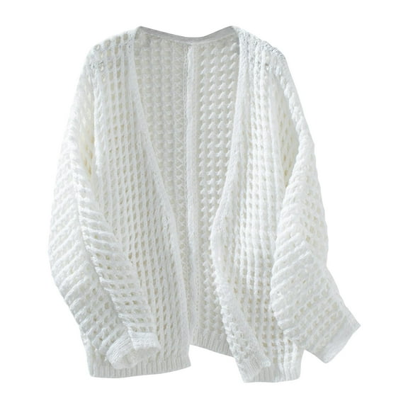 ZyeKqe Womens Crochet Cardigan Sweater Long Sleeve Boho Cover up Oversized Open Front OutwearSummer Clothes