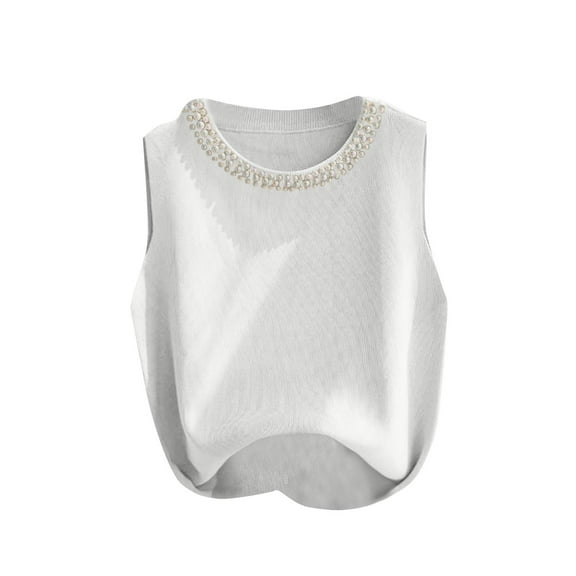 ZyeKqe Womens Cropped Sweater Vest Crewneck Sleeveless Knit Tops Lightweight Stretchy Knitwear