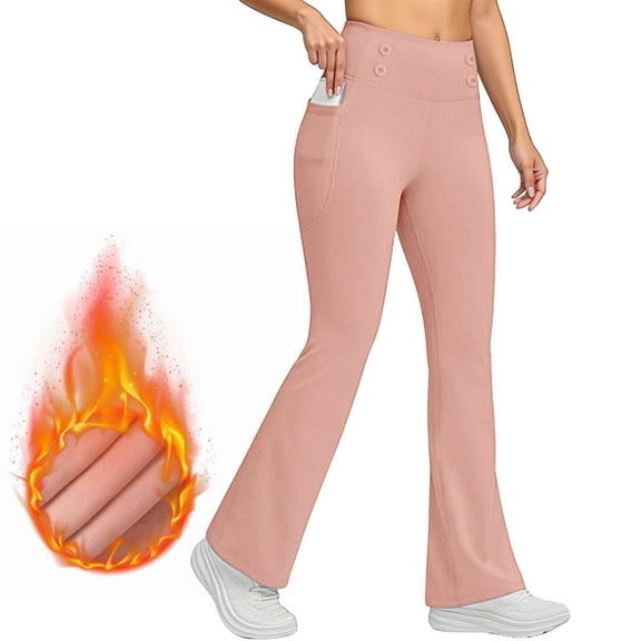 ZyeKqe Womens Flare Leggings Fleece Lined High Waisted Yoga Pants Fall Winter Warm Bootcut Dance Casual Activewear Bell Bottoms