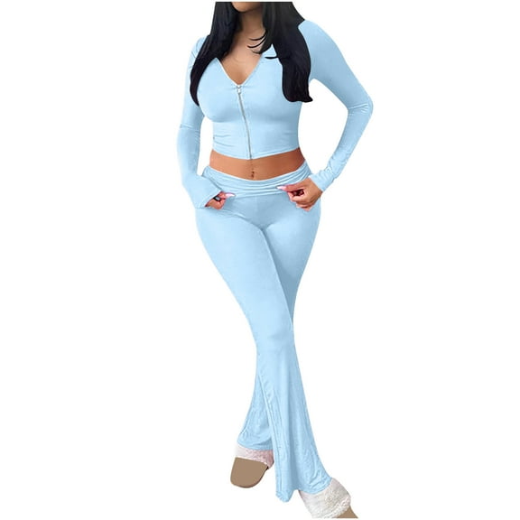 ZyeKqe Womens Flare Leggings Stretchy Low Waisted Fold over Yoga Pants Bootcut Wide Leg Bell Bottom Pants