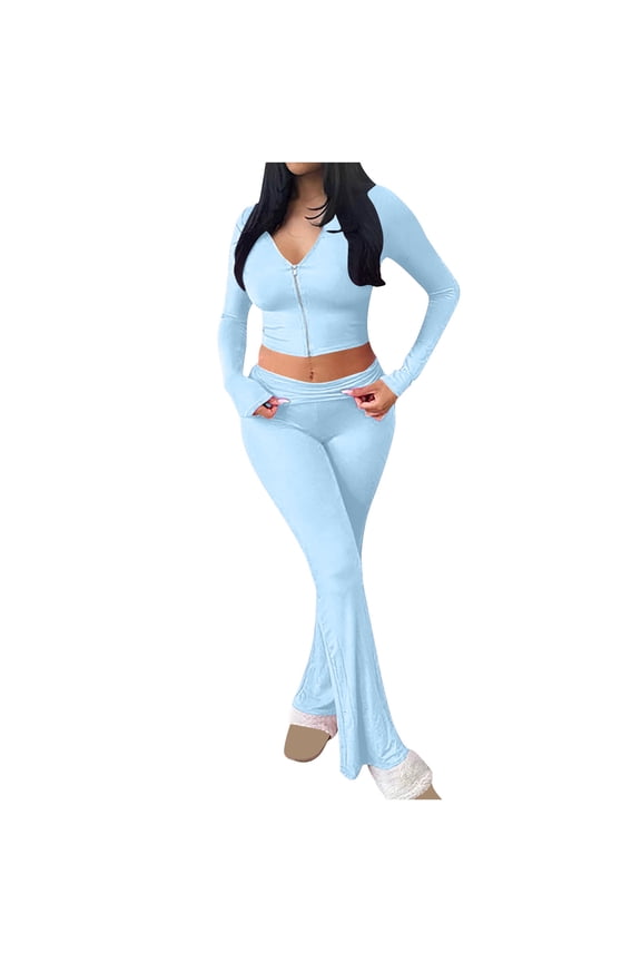 Womens Flare Leggings Stretchy Low Waisted Fold over Yoga Pants Bootcut Wide Leg Bell Bottom Pants