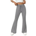 thumbnail image 1 of ZyeKqe Womens Flared Leggings Drawstring Seamless High Waisted Yoga Pants Belly Control Bell Bottom Gym Workout Trousers, 1 of 8