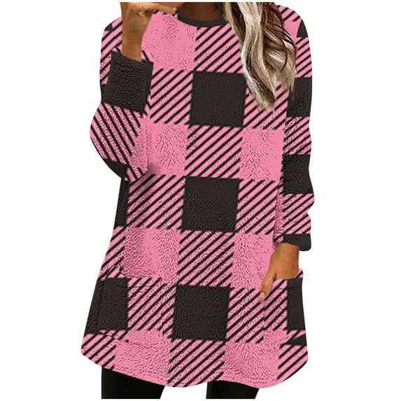 ZyeKqe Womens Fleece Sweatshirts Fuzzy Plush Soft Casual Long Sleeve T-Shirts Loose Crewneck Tunic Pullover Tops