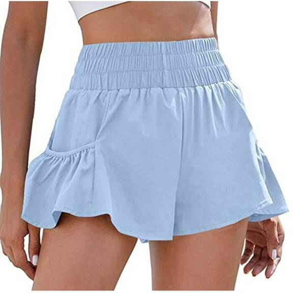 ZyeKqe Womens High Waisted Shorts Athletic Running Shorts Workout Quick Drying Flowy Shorts with Pockets