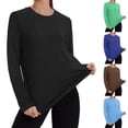 thumbnail image 1 of ZyeKqe Womens Workout Tops Crewneck Long Sleeve Shirts Sun Protection Quick Drying Athletic Hiking Running Activewear Tees, 1 of 9