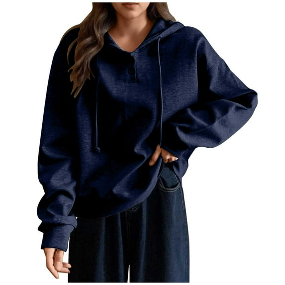 ZyeKqe Womens Hoodies Casual Long Sleeve Hooded Pullover Fall Thin Lightweight Athletic Fashion Solid Color Sweatshirts