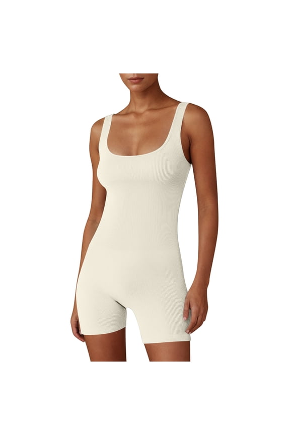 Womens Jumpsuits 1 Piece Shorts Rompers Bodysuits Sleeveless Square Neck Yoga Outfits