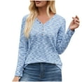 thumbnail image 1 of ZyeKqe Womens Long Sleeve Shirts Button up V Neck Top Soft Comfy Stretchy Slim Fitted Blouses, 1 of 6