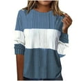 thumbnail image 1 of ZyeKqe Womens Long Sleeve Shirts Fall Winter Crewneck Pullover Top Color Block Loose Fitted Tops, 1 of 6