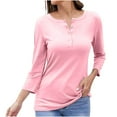 thumbnail image 1 of ZyeKqe Womens Long Sleeve Tops Button down V Neck Shirts Solid Color Loose Fitting TeesFall Clothes, 1 of 5