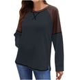 thumbnail image 1 of ZyeKqe Womens Long Sleeve Tops Crewneck Blouses Colorblock Top Loose Fitting Summer Tees Shirts, 1 of 8