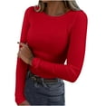 thumbnail image 1 of ZyeKqe Womens Long Sleeve Tops Scoop Neck Going out Tops Slim Fitted Tops Tee Ribbed Knit Basic Shirts, 1 of 5