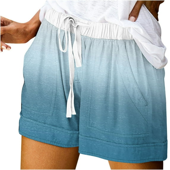 ZyeKqe Womens Lounge Shorts Summer Drawstring High Waisted Printed Baggy Comfy Shorts with Pockets